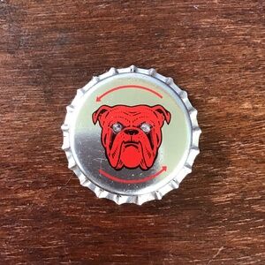 Vintage Red Dog Beer Bottle Cap Pin 1990s Promotional Memorabilia Brooch Silver